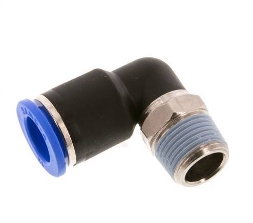 12mm x R3/8'' 90deg Winkel-Steckverschraubung mit Außengewinde Messing/PA 66 NBR kurze Hülse drehbar [2 Stück]