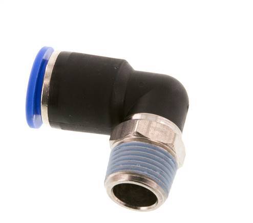 12mm x R3/8'' 90deg Winkel-Steckverschraubung mit Außengewinde Messing/PA 66 NBR kurze Hülse drehbar [2 Stück]