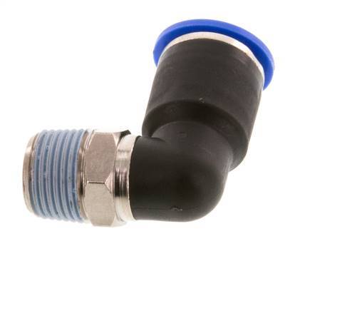 12mm x R3/8'' 90deg Winkel-Steckverschraubung mit Außengewinde Messing/PA 66 NBR kurze Hülse drehbar [2 Stück]