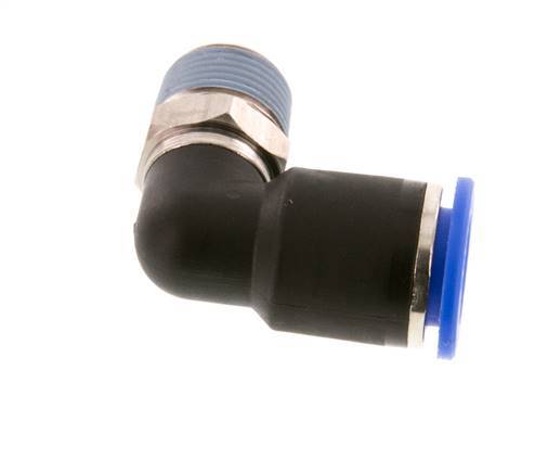 12mm x R3/8'' 90deg Winkel-Steckverschraubung mit Außengewinde Messing/PA 66 NBR kurze Hülse drehbar [2 Stück]