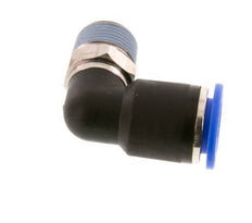 12mm x R3/8'' 90deg Winkel-Steckverschraubung mit Außengewinde Messing/PA 66 NBR kurze Hülse drehbar [2 Stück]