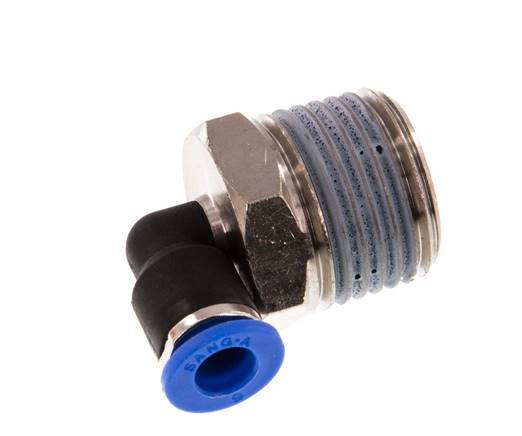 6mm x R1/2'' 90deg Winkel-Steckverschraubung mit Außengewinde Messing/PA 66 NBR kurze Hülse drehbar [2 Stück]