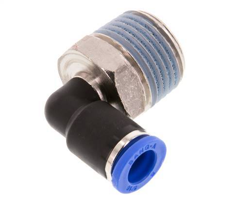 8mm x R1/2'' 90deg Winkel-Steckverschraubung mit Außengewinde Messing/PA 66 NBR kurze Hülse drehbar [2 Stück]