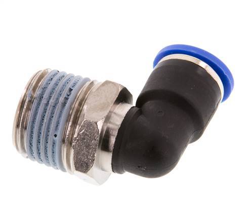 10mm x R1/2'' 90deg Winkel-Steckverschraubung mit Außengewinde Messing/PA 66 NBR kurze Hülse drehbar [2 Stück]