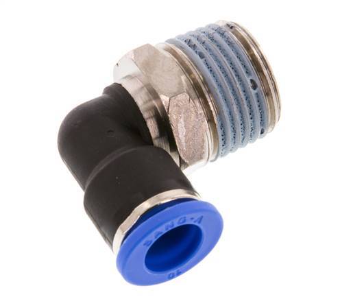 10mm x R1/2'' 90deg Winkel-Steckverschraubung mit Außengewinde Messing/PA 66 NBR kurze Hülse drehbar [2 Stück]