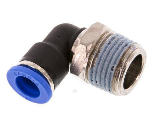 10mm x R1/2'' 90deg Winkel-Steckverschraubung mit Außengewinde Messing/PA 66 NBR kurze Hülse drehbar [2 Stück]