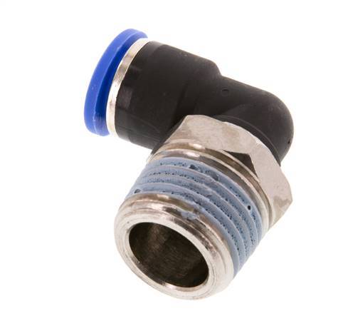 10mm x R1/2'' 90deg Winkel-Steckverschraubung mit Außengewinde Messing/PA 66 NBR kurze Hülse drehbar [2 Stück]