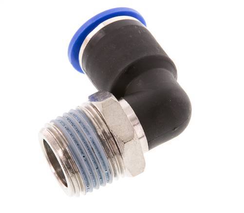 12mm x R1/2'' 90deg Winkel-Steckverschraubung mit Außengewinde Messing/PA 66 NBR kurze Hülse drehbar [2 Stück]