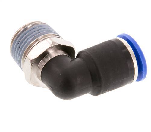 12mm x R1/2'' 90deg Winkel-Steckverschraubung mit Außengewinde Messing/PA 66 NBR kurze Hülse drehbar [2 Stück]