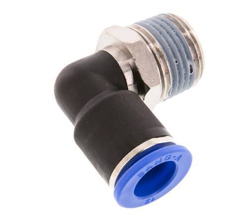 12mm x R1/2'' 90deg Winkel-Steckverschraubung mit Außengewinde Messing/PA 66 NBR kurze Hülse drehbar [2 Stück]