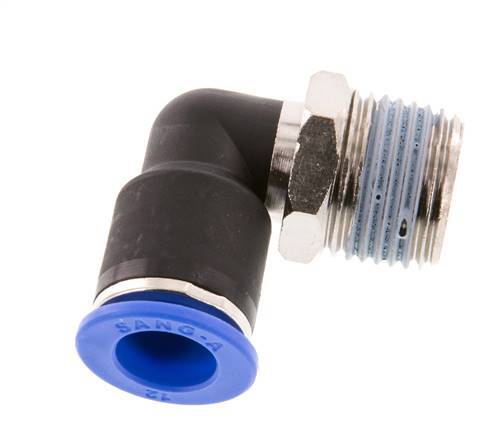 12mm x R1/2'' 90deg Winkel-Steckverschraubung mit Außengewinde Messing/PA 66 NBR kurze Hülse drehbar [2 Stück]