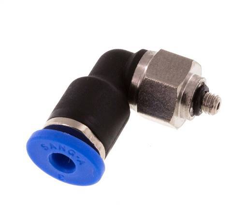 3mm x M 3 90Grad Winkel-Steckverschraubung mit Außengewinde Messing/PA 66 NBR kurze Hülse drehbar [2 Stück]