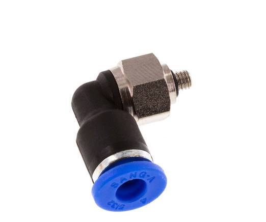 4mm x M 3 90Grad Winkel-Steckverschraubung mit Außengewinde Messing/PA 66 NBR kurze Hülse drehbar [2 Stück]