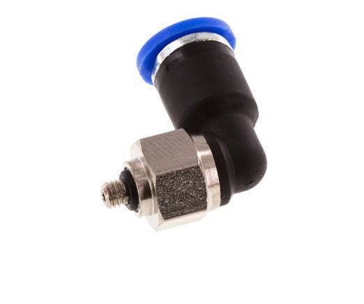4mm x M 3 90Grad Winkel-Steckverschraubung mit Außengewinde Messing/PA 66 NBR kurze Hülse drehbar [2 Stück]