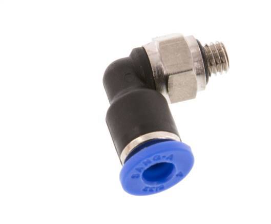 4mm x M 5 90Grad Winkel-Steckverschraubung mit Außengewinde Messing/PA 66 NBR kurze Hülse drehbar [2 Stück]