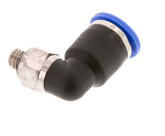 6mm x M 5 90Grad Winkel-Steckverschraubung mit Außengewinde Messing/PA 66 NBR kurze Hülse drehbar [2 Stück]