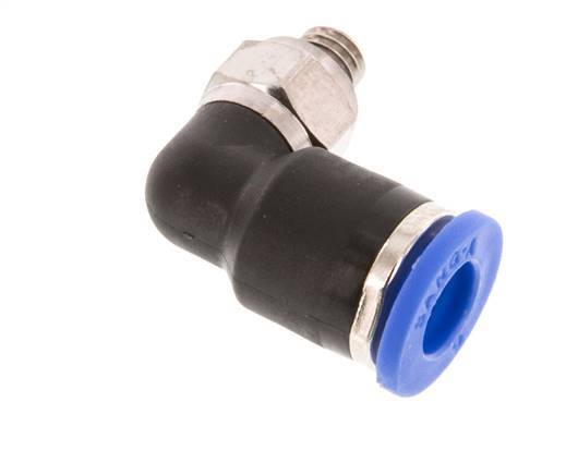 6mm x M 5 90Grad Winkel-Steckverschraubung mit Außengewinde Messing/PA 66 NBR kurze Hülse drehbar [2 Stück]