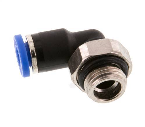 4mm x G1/8'' 90deg Winkel-Steckverschraubung mit Außengewinde Messing/PA 66 NBR kurze Hülse drehbar [2 Stück]