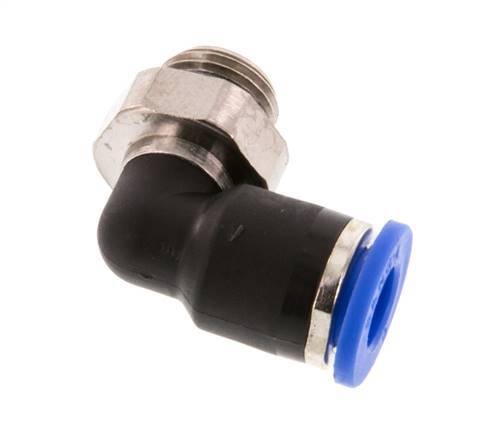 6mm x G1/8'' 90deg Elbow Push-in Fitting with Male Threads Brass/PA 66 NBR Short Sleeve Rotatable [2 Pieces]