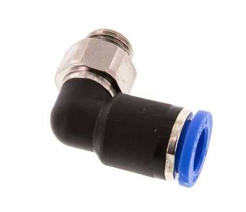 8mm x G1/8'' 90deg Winkel-Steckverschraubung mit Außengewinde Messing/PA 66 NBR kurze Hülse drehbar [2 Stück]