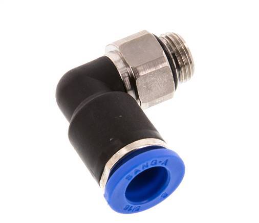 8mm x G1/8'' 90deg Winkel-Steckverschraubung mit Außengewinde Messing/PA 66 NBR kurze Hülse drehbar [2 Stück]