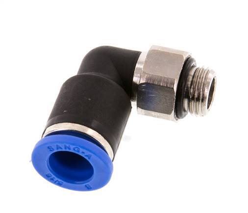 8mm x G1/8'' 90deg Winkel-Steckverschraubung mit Außengewinde Messing/PA 66 NBR kurze Hülse drehbar [2 Stück]