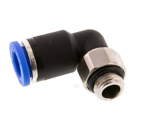 8mm x G1/8'' 90deg Winkel-Steckverschraubung mit Außengewinde Messing/PA 66 NBR kurze Hülse drehbar [2 Stück]