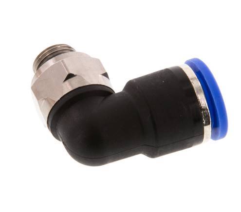 10mm x G1/8'' 90deg Winkel-Steckverschraubung mit Außengewinde Messing/PA 66 NBR kurze Hülse drehbar [2 Stück]