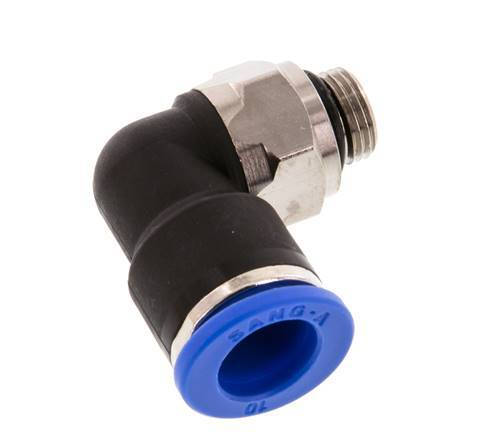 10mm x G1/8'' 90deg Winkel-Steckverschraubung mit Außengewinde Messing/PA 66 NBR kurze Hülse drehbar [2 Stück]