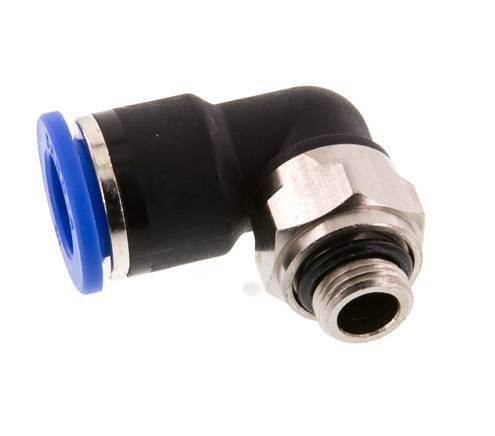 10mm x G1/8'' 90deg Winkel-Steckverschraubung mit Außengewinde Messing/PA 66 NBR kurze Hülse drehbar [2 Stück]
