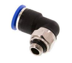 10mm x G1/8'' 90deg Winkel-Steckverschraubung mit Außengewinde Messing/PA 66 NBR kurze Hülse drehbar [2 Stück]