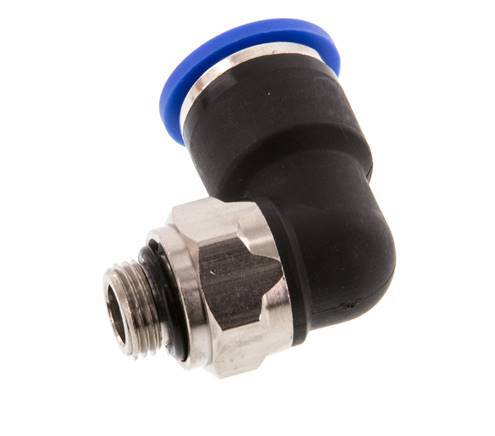 10mm x G1/8'' 90deg Winkel-Steckverschraubung mit Außengewinde Messing/PA 66 NBR kurze Hülse drehbar [2 Stück]