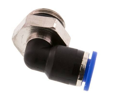 6mm x G1/4'' 90deg Winkel-Steckverschraubung mit Außengewinde Messing/PA 66 NBR kurze Hülse drehbar [2 Stück]