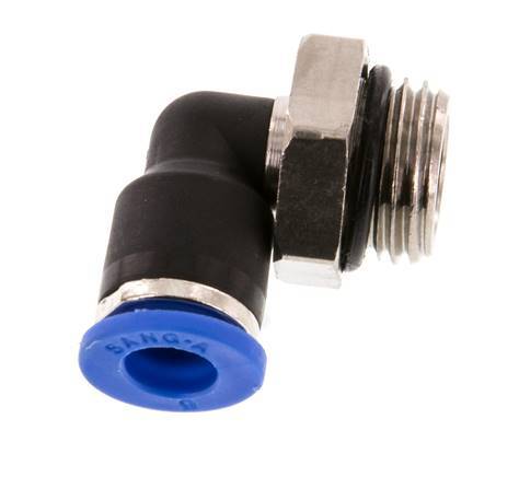 6mm x G1/4'' 90deg Winkel-Steckverschraubung mit Außengewinde Messing/PA 66 NBR kurze Hülse drehbar [2 Stück]