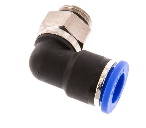 10mm x G1/4'' 90deg Winkel-Steckverschraubung mit Außengewinde Messing/PA 66 NBR kurze Hülse drehbar [2 Stück]