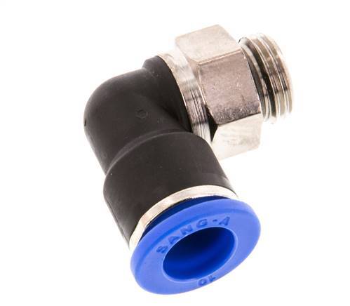 10mm x G1/4'' 90deg Winkel-Steckverschraubung mit Außengewinde Messing/PA 66 NBR kurze Hülse drehbar [2 Stück]