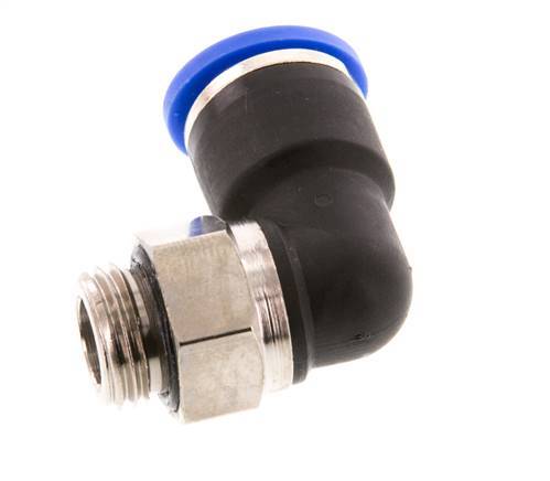 10mm x G1/4'' 90deg Winkel-Steckverschraubung mit Außengewinde Messing/PA 66 NBR kurze Hülse drehbar [2 Stück]