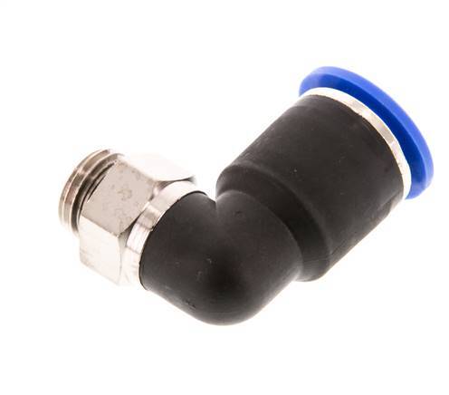 12mm x G1/4'' 90deg Winkel-Steckverschraubung mit Außengewinde Messing/PA 66 NBR kurze Hülse drehbar [2 Stück]