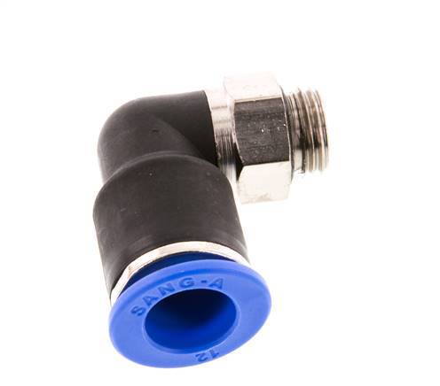 12mm x G1/4'' 90deg Winkel-Steckverschraubung mit Außengewinde Messing/PA 66 NBR kurze Hülse drehbar [2 Stück]