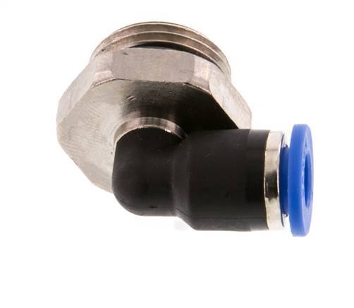 6mm x G3/8'' 90deg Winkel-Steckverschraubung mit Außengewinde Messing/PA 66 NBR kurze Hülse drehbar [2 Stück]