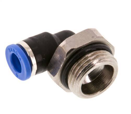 6mm x G3/8'' 90deg Winkel-Steckverschraubung mit Außengewinde Messing/PA 66 NBR kurze Hülse drehbar [2 Stück]