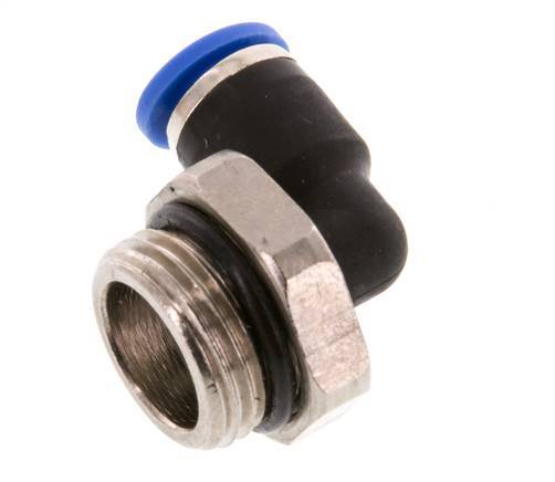 6mm x G3/8'' 90deg Winkel-Steckverschraubung mit Außengewinde Messing/PA 66 NBR kurze Hülse drehbar [2 Stück]