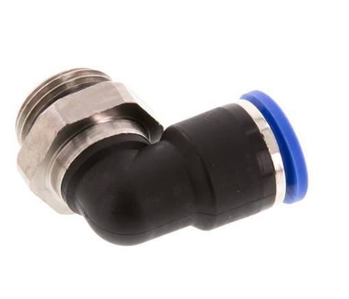 10mm x G3/8'' 90deg Winkel-Steckverschraubung mit Außengewinde Messing/PA 66 NBR kurze Hülse drehbar [2 Stück]