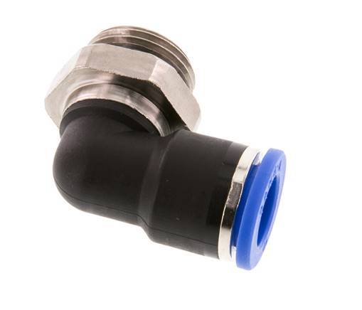 10mm x G3/8'' 90deg Winkel-Steckverschraubung mit Außengewinde Messing/PA 66 NBR kurze Hülse drehbar [2 Stück]