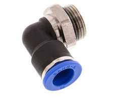 10mm x G3/8'' 90deg Winkel-Steckverschraubung mit Außengewinde Messing/PA 66 NBR kurze Hülse drehbar [2 Stück]
