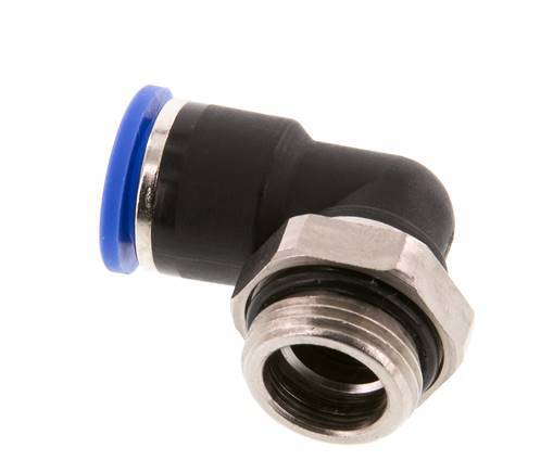 10mm x G3/8'' 90deg Winkel-Steckverschraubung mit Außengewinde Messing/PA 66 NBR kurze Hülse drehbar [2 Stück]