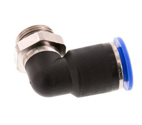 12mm x G3/8'' 90deg Winkel-Steckverschraubung mit Außengewinde Messing/PA 66 NBR kurze Hülse drehbar [2 Stück]