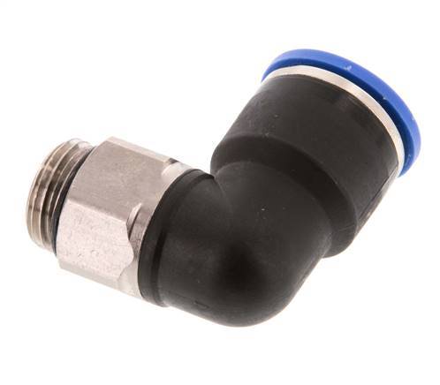 14mm x G3/8'' 90deg Elbow Push-in Fitting with Male Threads Brass/PA 66 NBR Short Sleeve Rotatable