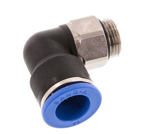 14mm x G3/8'' 90deg Elbow Push-in Fitting with Male Threads Brass/PA 66 NBR Short Sleeve Rotatable