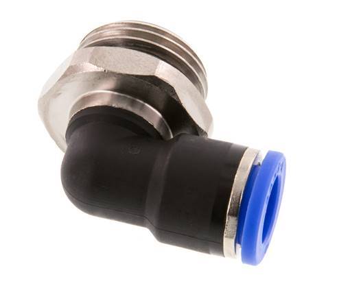 10mm x G1/2'' 90deg Winkel-Steckverschraubung mit Außengewinde Messing/PA 66 NBR kurze Hülse drehbar [2 Stück]